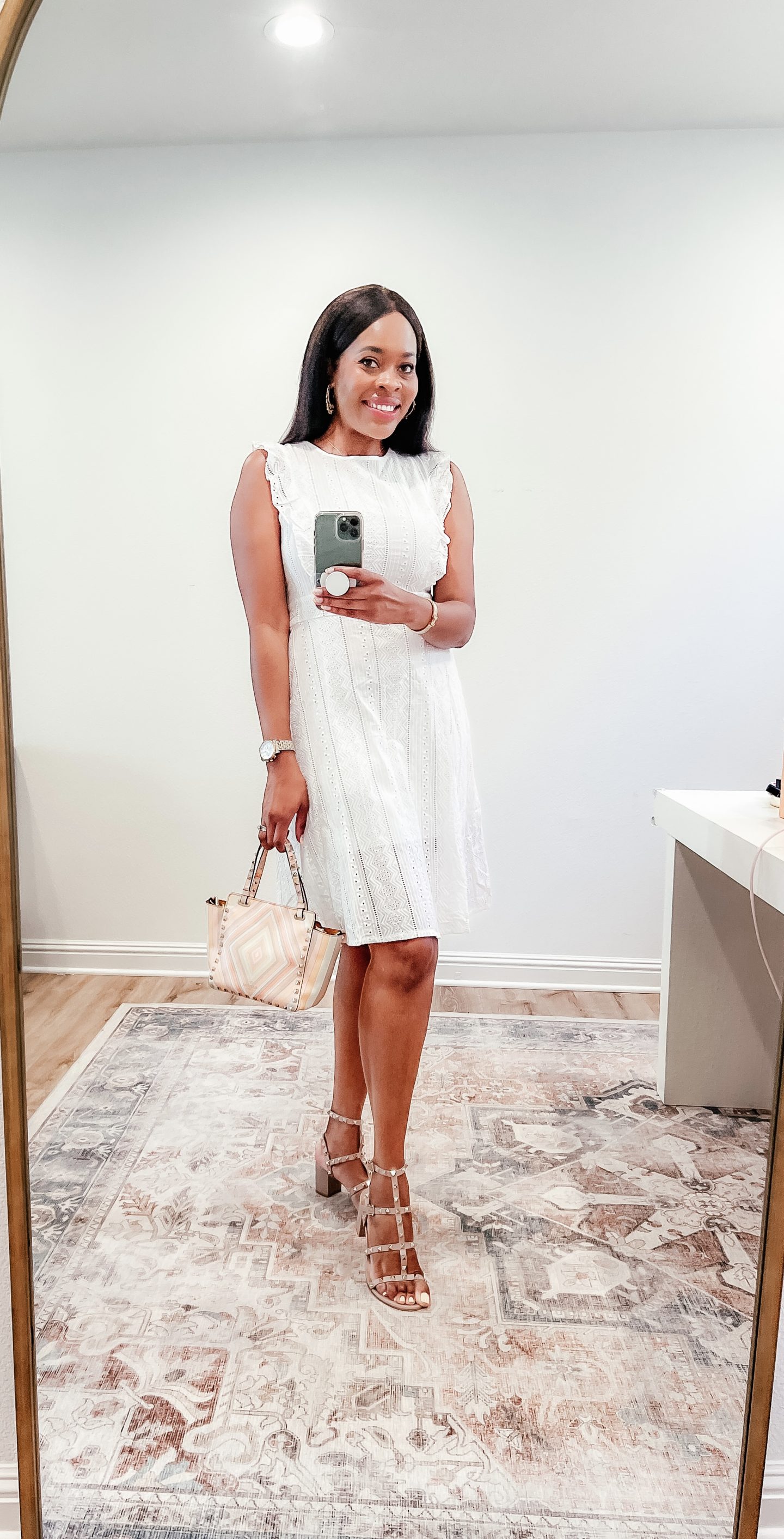 White A-Line Midi Dress