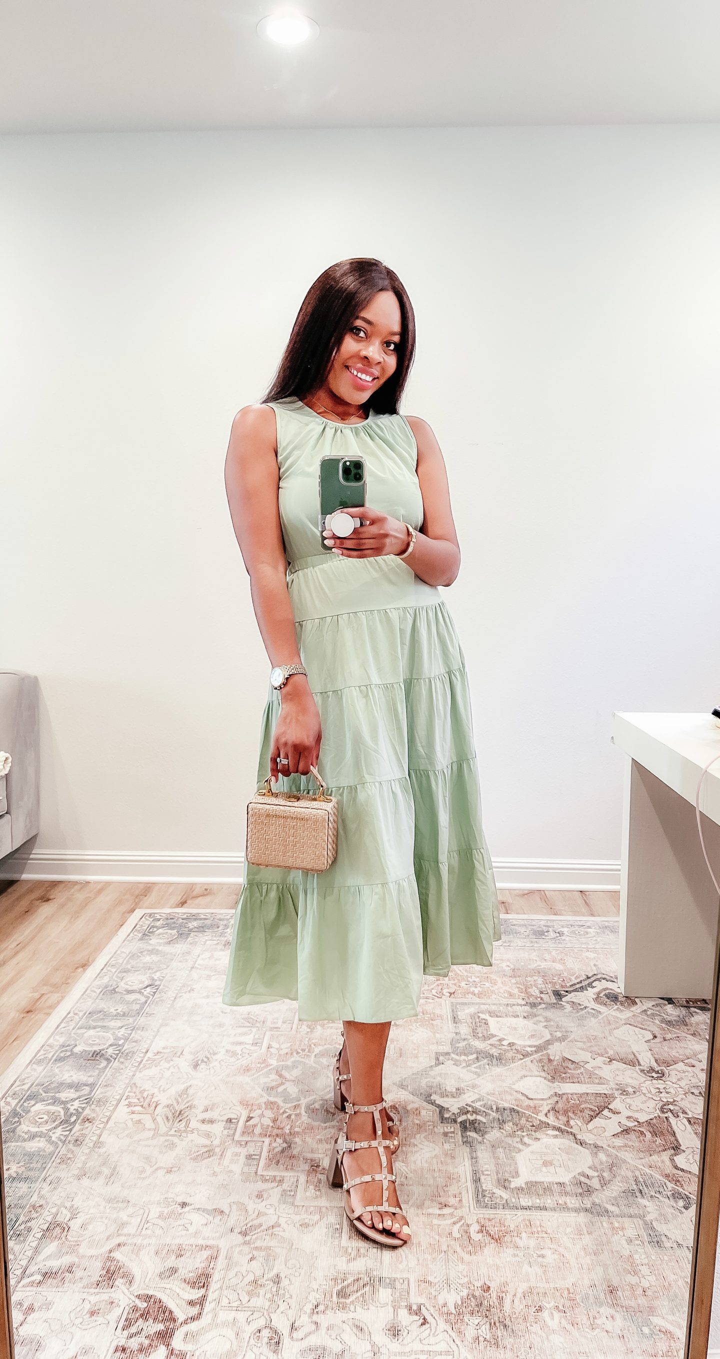 Summer Sleeveless Cutout Maxi Green Dress